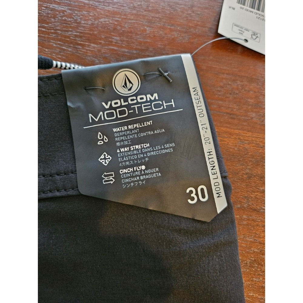 Volcom Lido Solid Mod 20 Board Shorts Mens 30 Black Mod-Tech A0812121